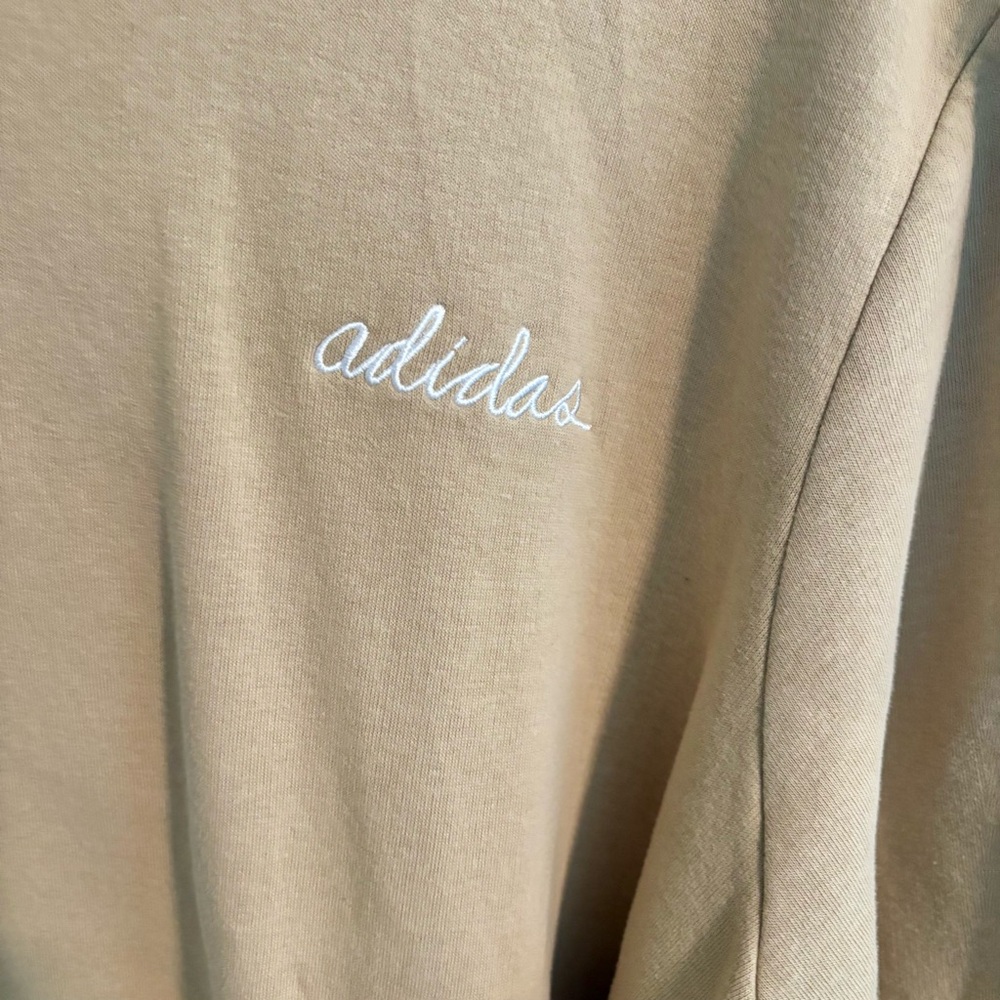 Adidas Script Beige Pullover Hoodie Women’s Size XL - Picture 6 of 7